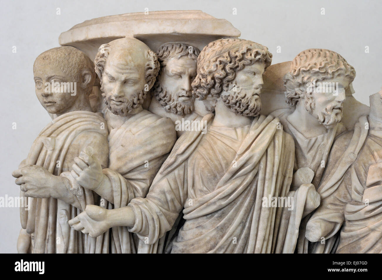Sarcophagus with processus consularis (a procession for the appointment of a consul) Museo Nazionale Romano Palazzo Massimo Stock Photo