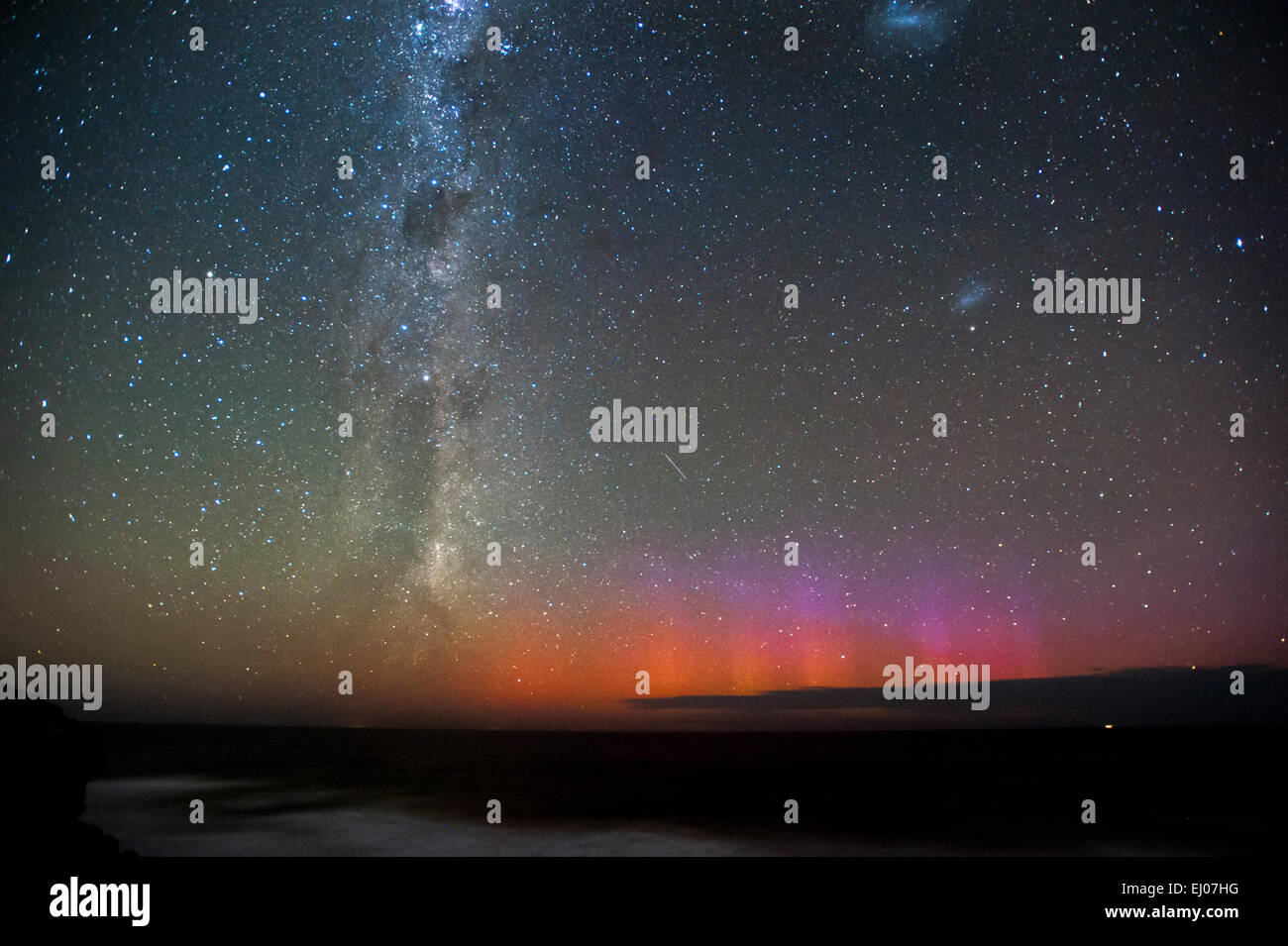 aurora australis (southern lights) and night sky from 13th beach