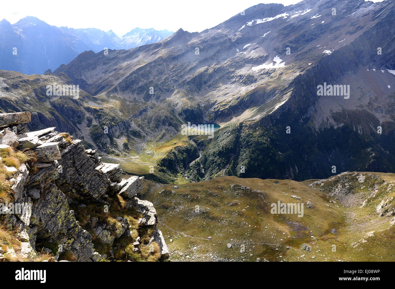 Switzerland, Europe, Graubünden, Grisons, valley of Calanca, Val Calanca, Rossa, Sentiero Calanca, Pass Ovest dell alta Burasca, Stock Photo
