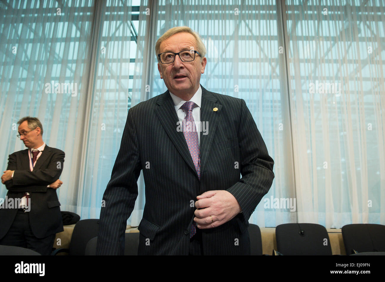 Jean-Claude Juncker, the president of the European Commission at the start of a Tripartite Social Summit ahead of the EU Summit in Brussels, Belgium on 19.03.2015 by Wiktor Dabkowski Stock Photo