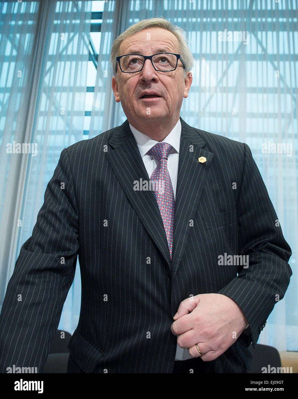 Jean-Claude Juncker, the president of the European Commission at the start of a Tripartite Social Summit ahead of the EU Summit in Brussels, Belgium on 19.03.2015 by Wiktor Dabkowski Stock Photo
