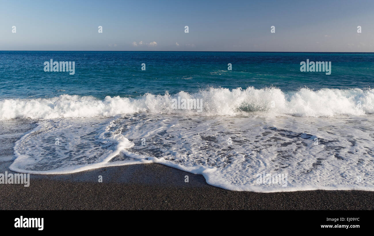Greece, Europe, horizon, Crete, coast, Lybian sea, sea, Mediterranean Sea, nature, Sougia, beach, seashore, water, Mediterranean Stock Photo