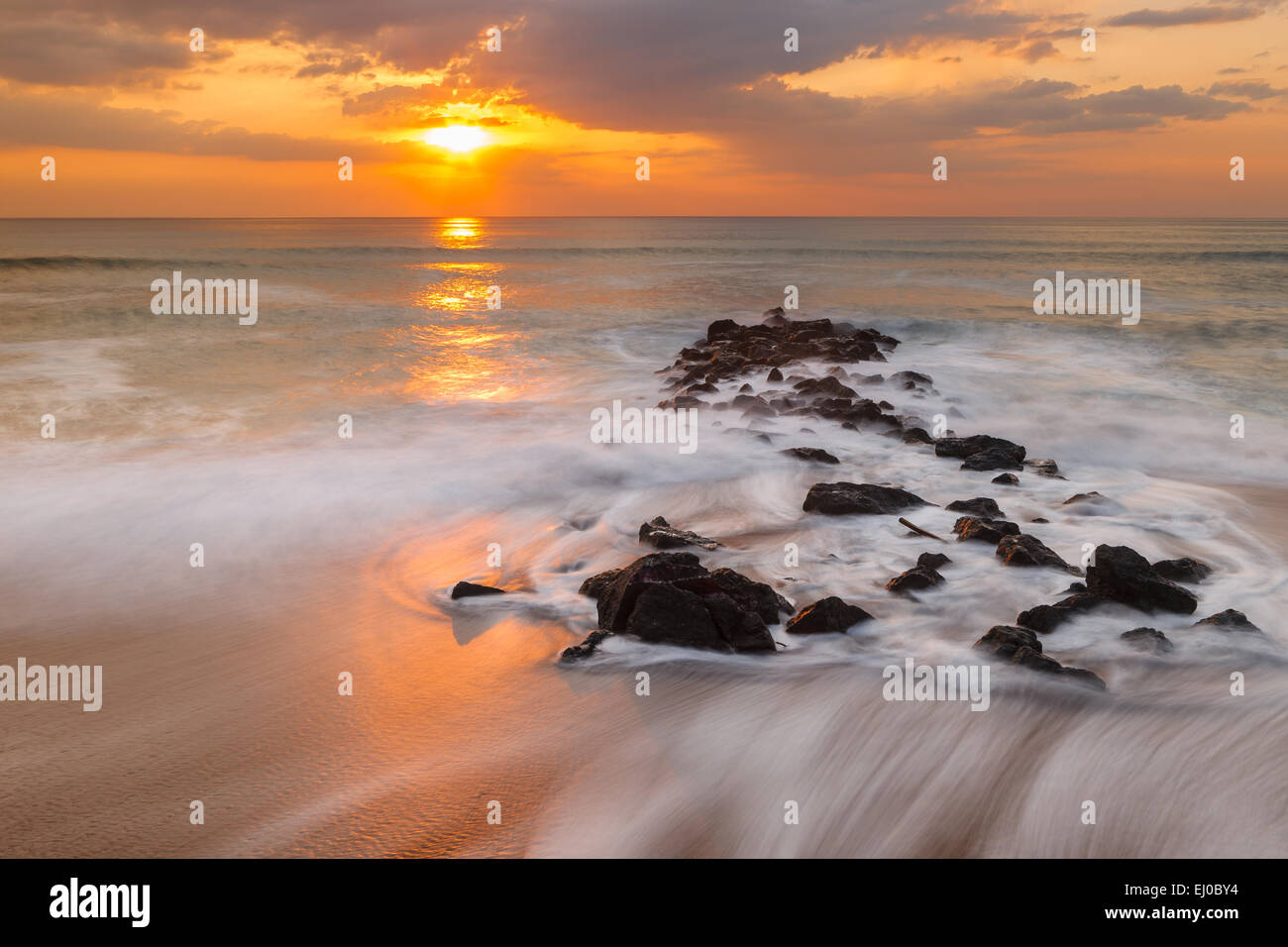Chambre d'Amour Beach by sunset, Anglet, Aquitaine, France. Stock Photo
