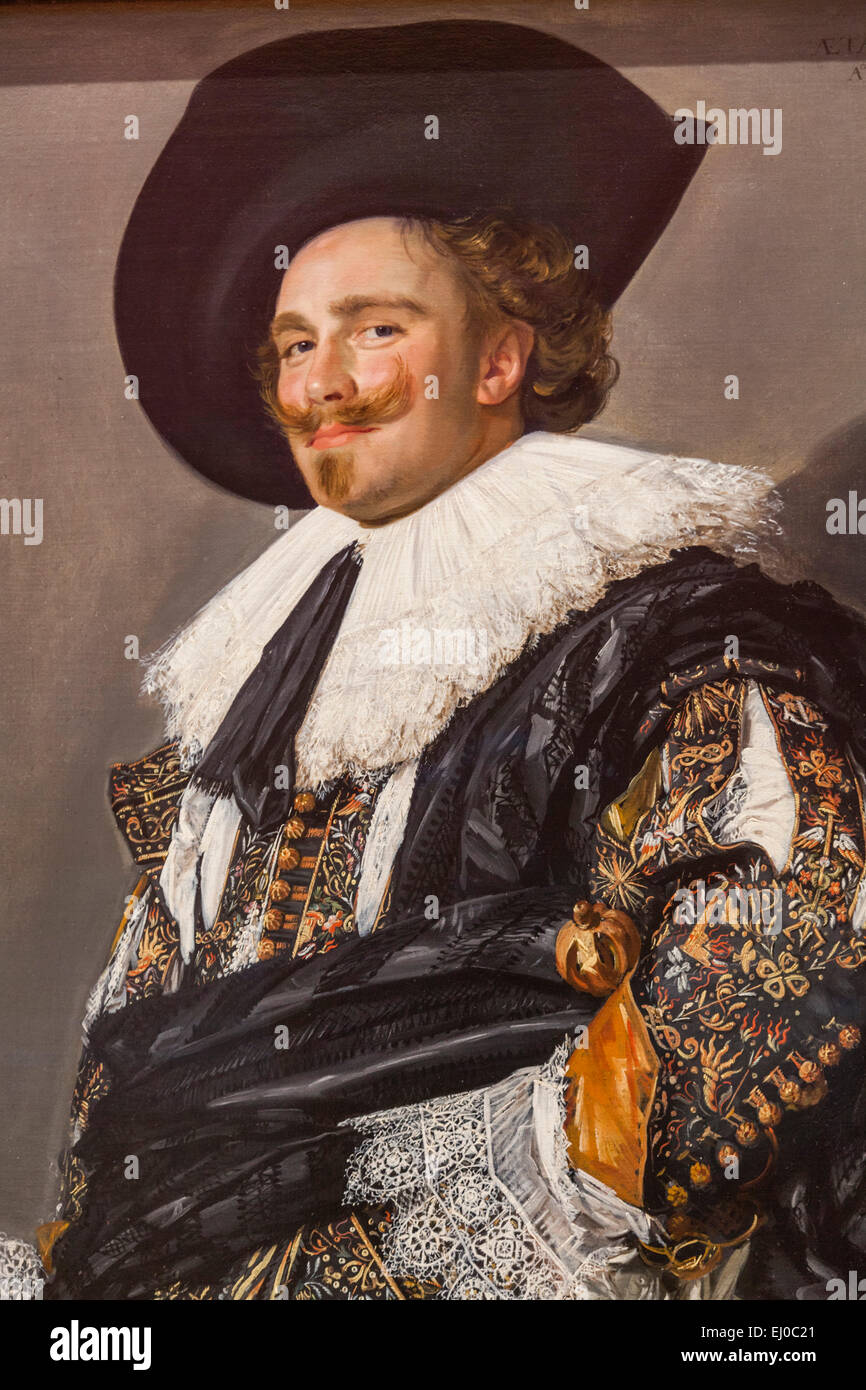 England, London, The Wallace Collection Museum, Painting titled 'The Laughing Cavalier' by Frans Hals Stock Photo