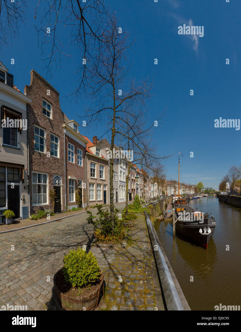 s-Hertogenbosch, Den Bosch, Netherlands, Holland, Europe, city, village, water, spring, ships, boat, Old Port Stock Photo
