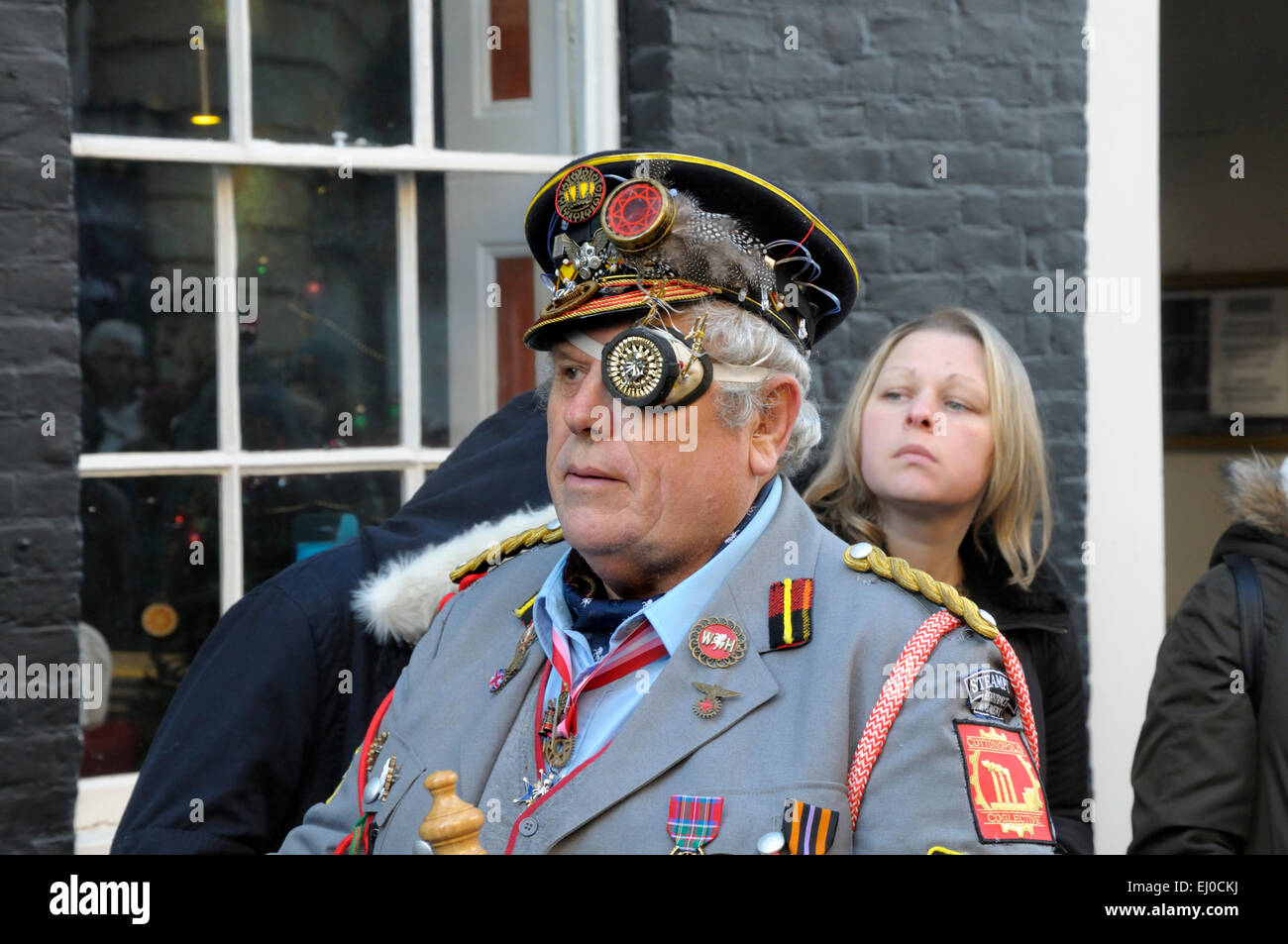 6th Dec 2014 - Rochester, Kent.  Dickensian Christmas Festival - older man in Steampunk outfit Stock Photo