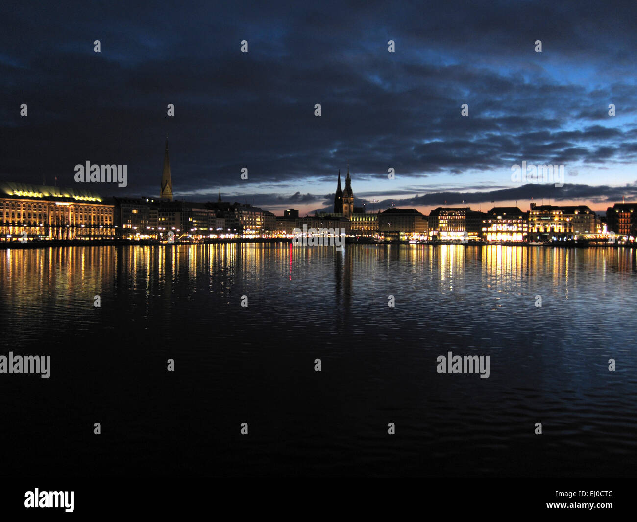 Binnenalster, Ballindamm, Jungfernstieg, Hanseatic, City, Hamburg, Germany, Europe Stock Photo