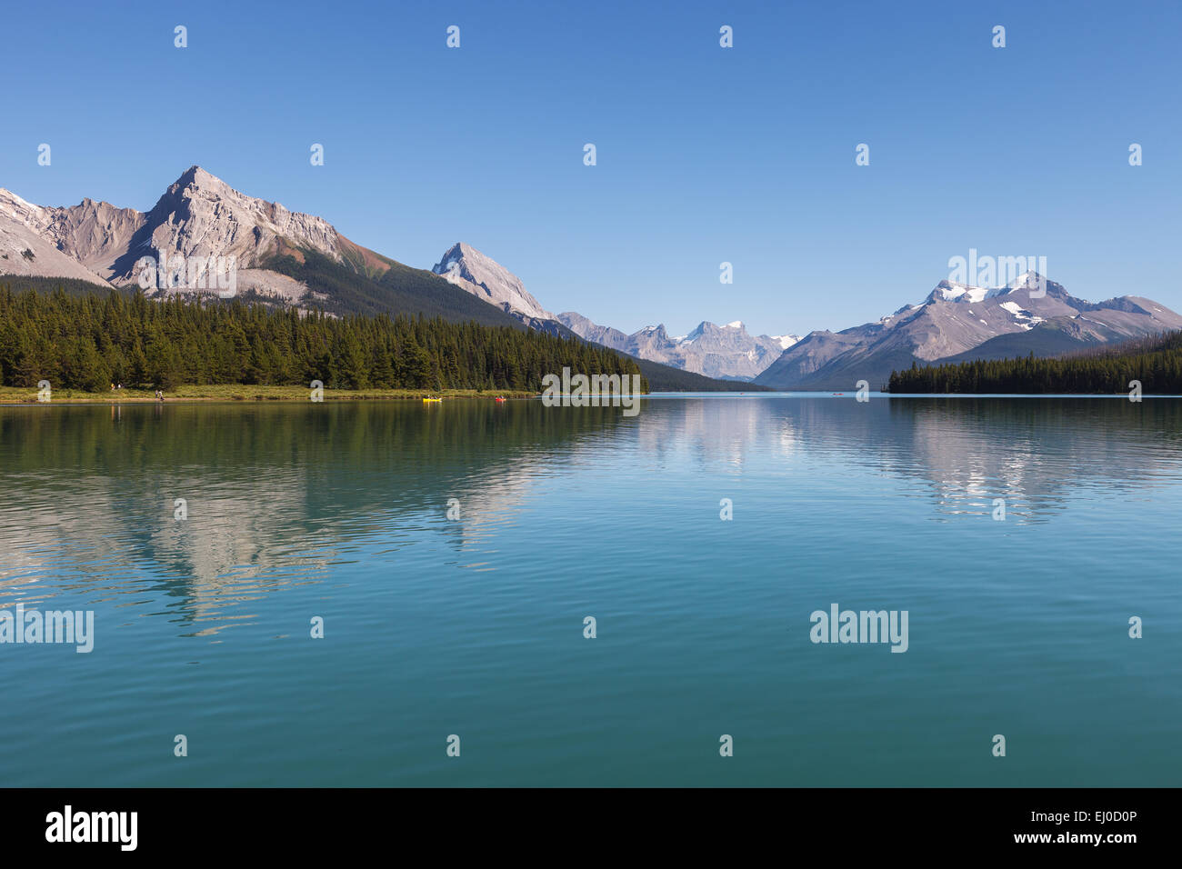 Maligne Lake in Jasper National Park, Alberta, Canada, America Stock ...
