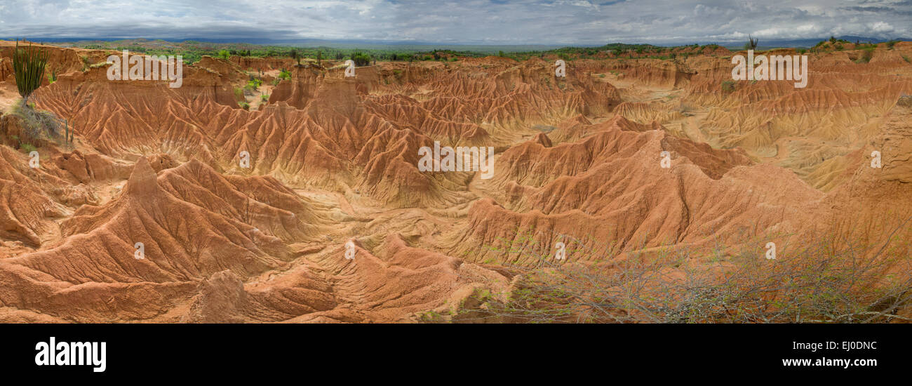 South America, Latin America, Colombia, nature, Tatacao, desert, rock formations, Huila, erosion, national park, Stock Photo