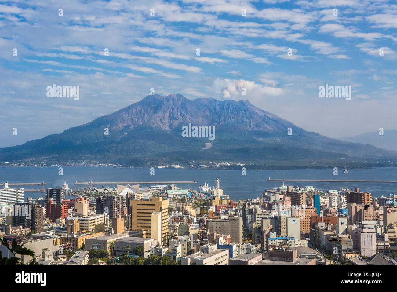 City, Japan, Asia, Kagoshima, Kyushu, Landscape, Sakurajima, Volcano, active, colourful, mountain, fall, island, no people, touri Stock Photo