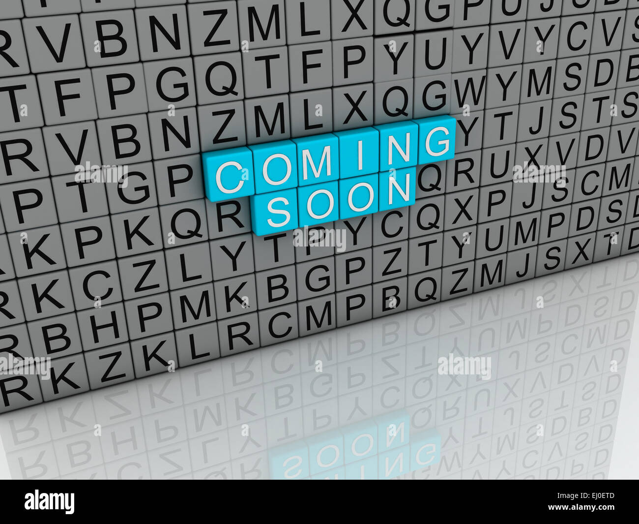 3d image Coming Soon concept text on white background Stock Photo - Alamy