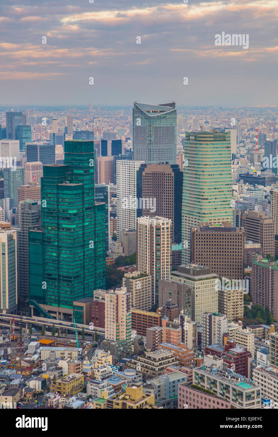 Central, City, Japan, Asia, Landscape, Tokyo, architecture, colourful, downtown, metropolis, no people, shimbashi, skyline, skysc Stock Photo