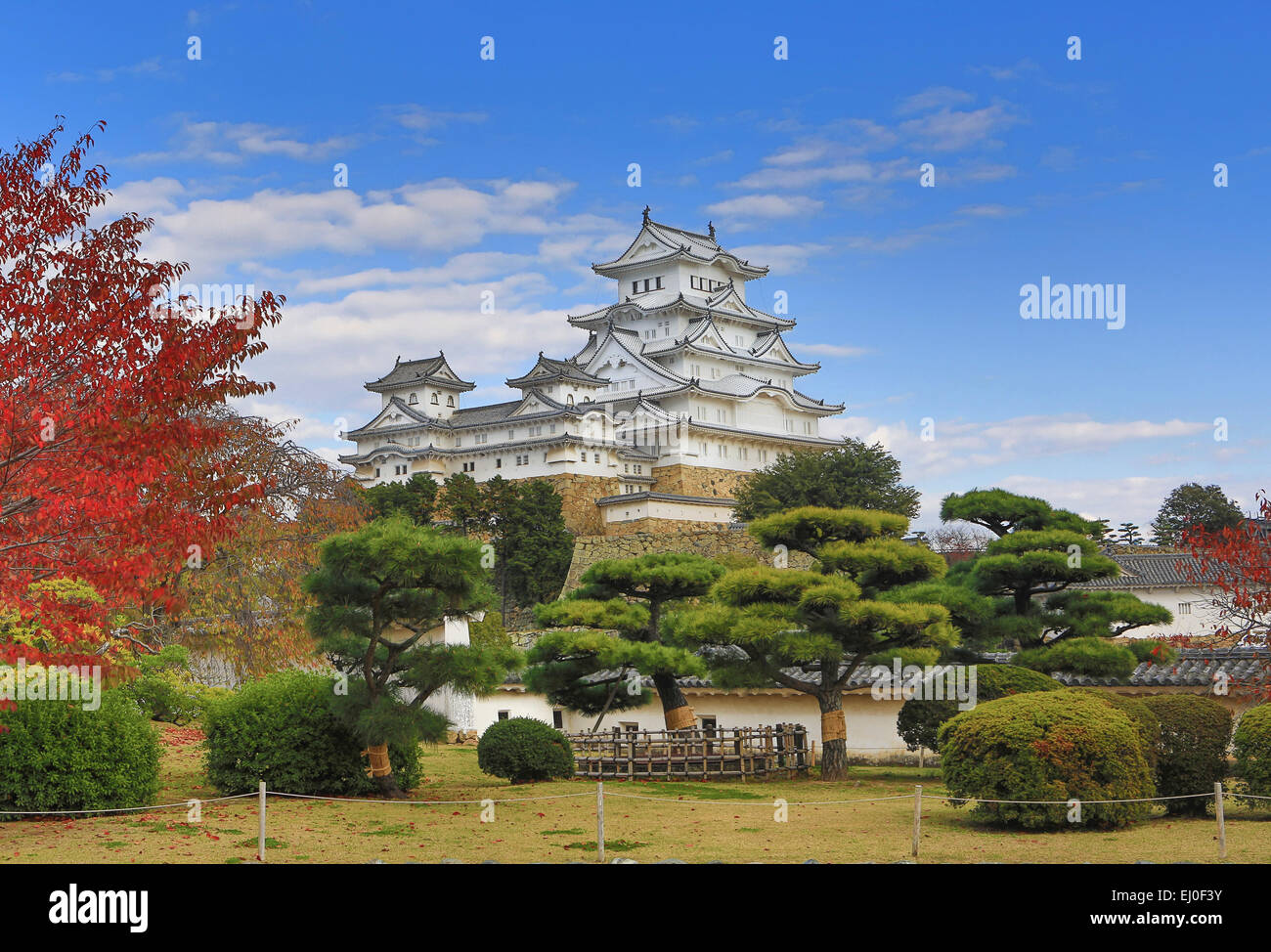 world heritage, City, Himeij, Japan, Asia, Landscape, architecture, colourful, fall, history, momiji, no people, shirazaki, touri Stock Photo