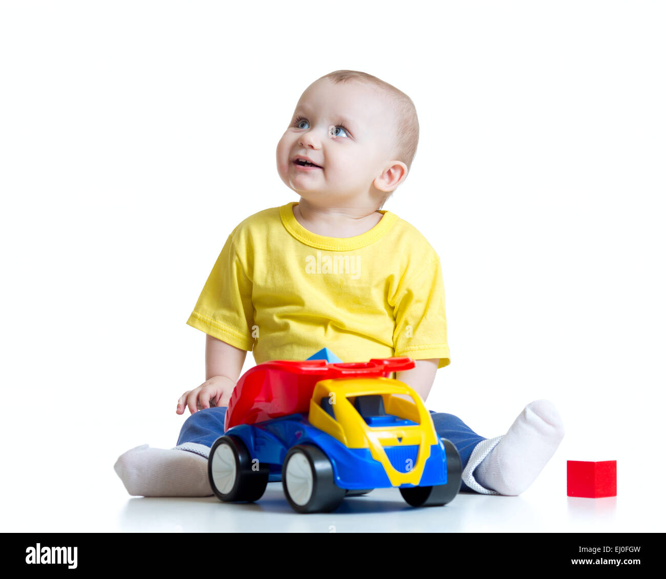 kid boy toddler playing with toy car Stock Photo Alamy