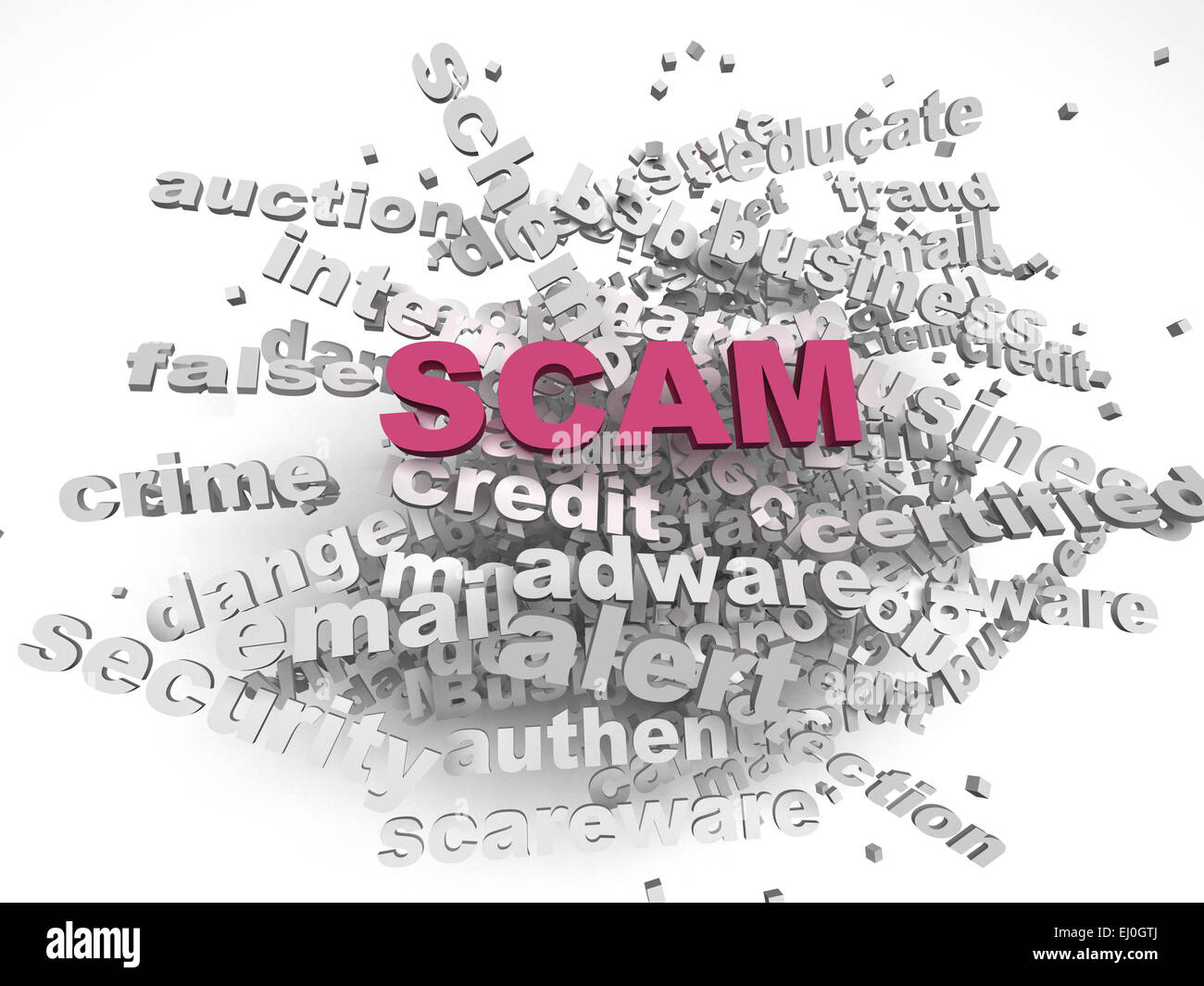 3d image Scam  issues concept word cloud background Stock Photo