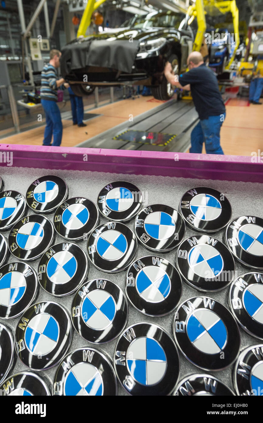 Regensburg, Germany. 13th Mar, 2015. Emblems with BMW logos are on