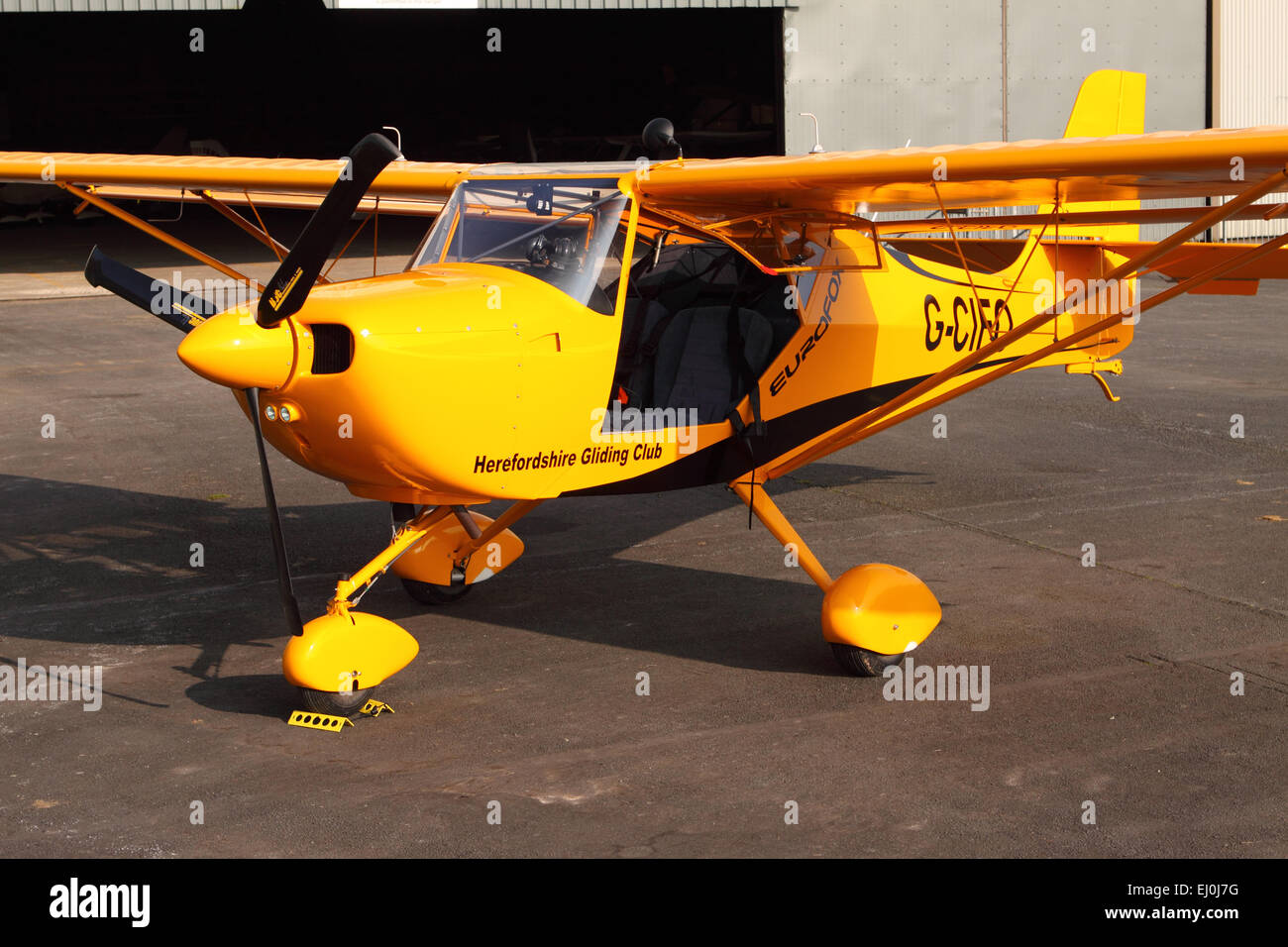 Aeorpro Eurofox light aircraft used a glider towing tug plane by the Herefordshire Gliding Club at Shobdon airfield taken 2015 Stock Photo