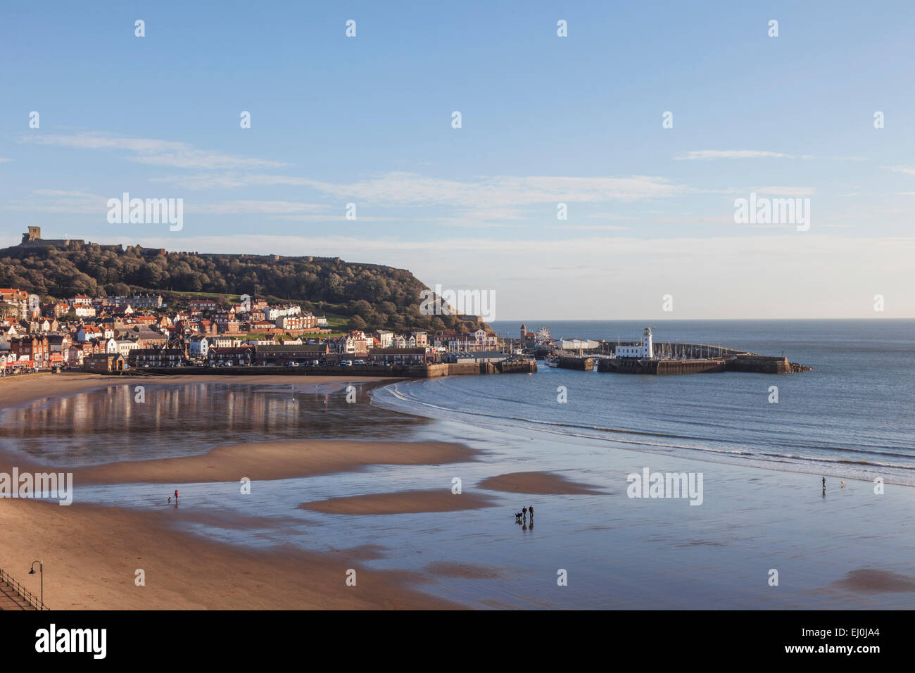 England, Yorkshire, Scarborough, Town Skyline and Castle Stock Photo ...