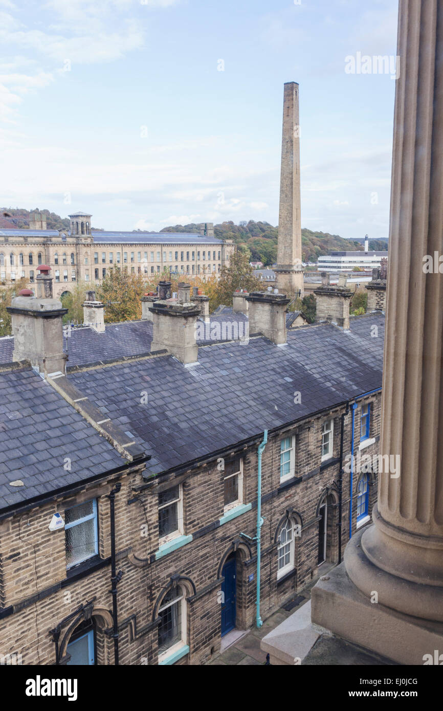 England, Yorkshire, Bradford, Saltaire, Housing and Salts Mill Stock