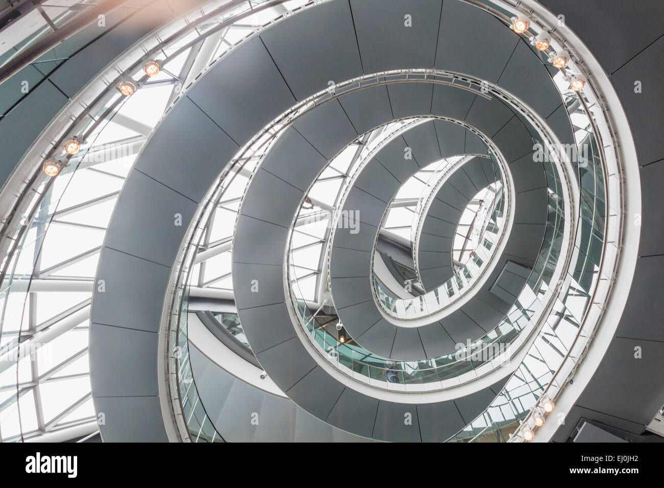 England, London, Southwark, City Hall, The Interior Spiral Staircase Stock Photo