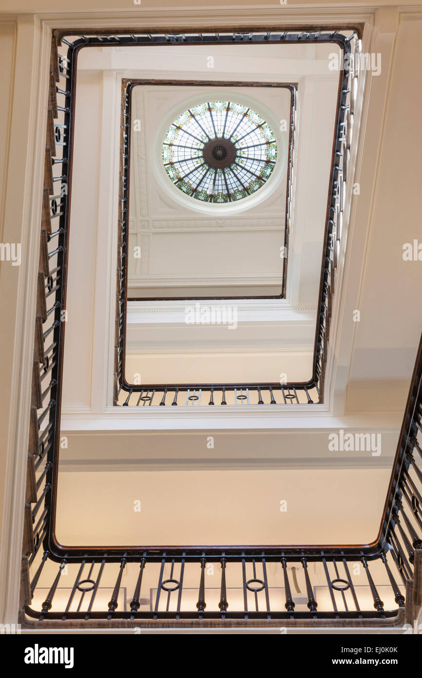 England, London, Whitehall, HM Treasury Building, Interior Stairwell Stock Photo