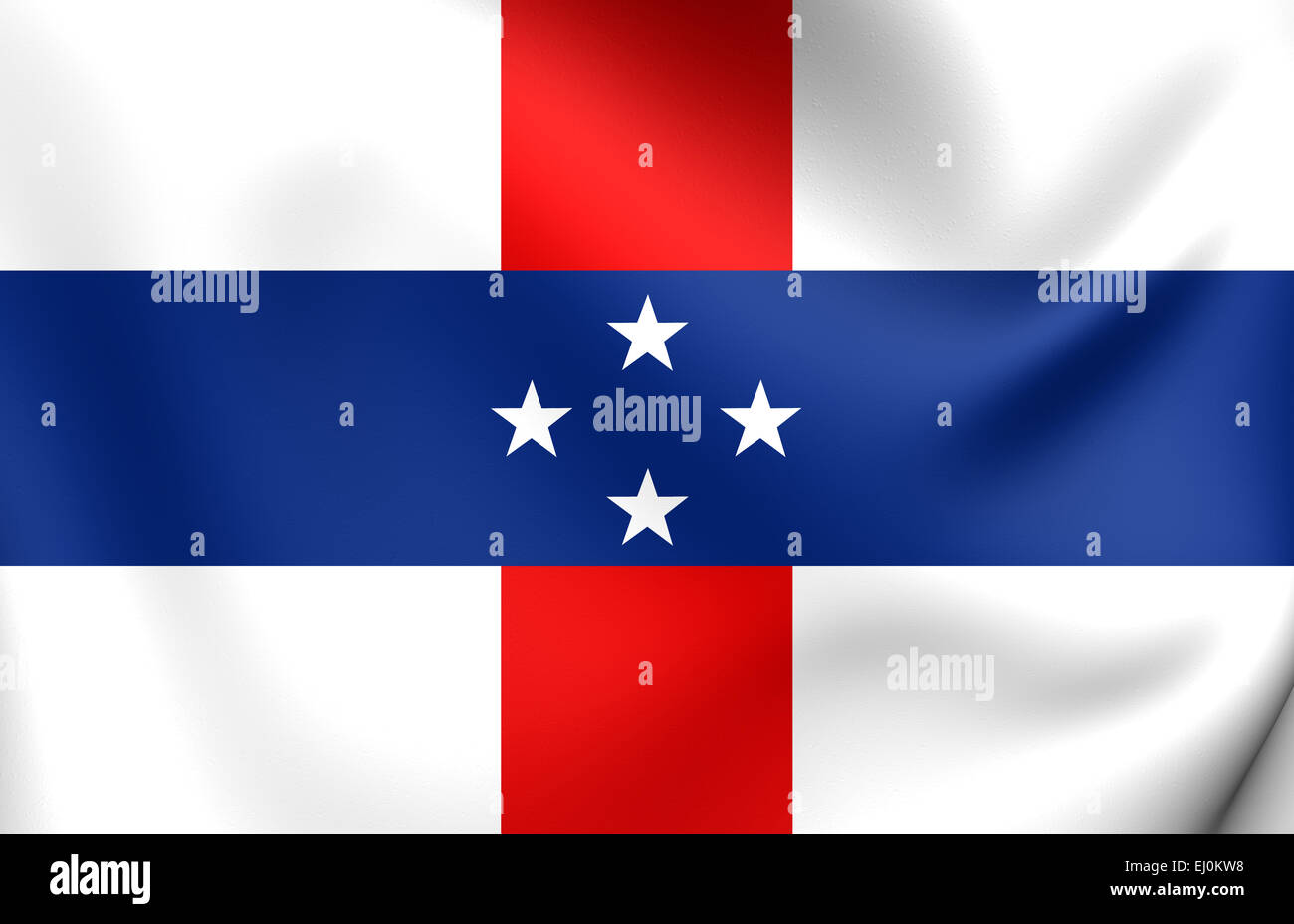 Flag of Netherlands Antilles (1954-2010). Close Up. Stock Photo