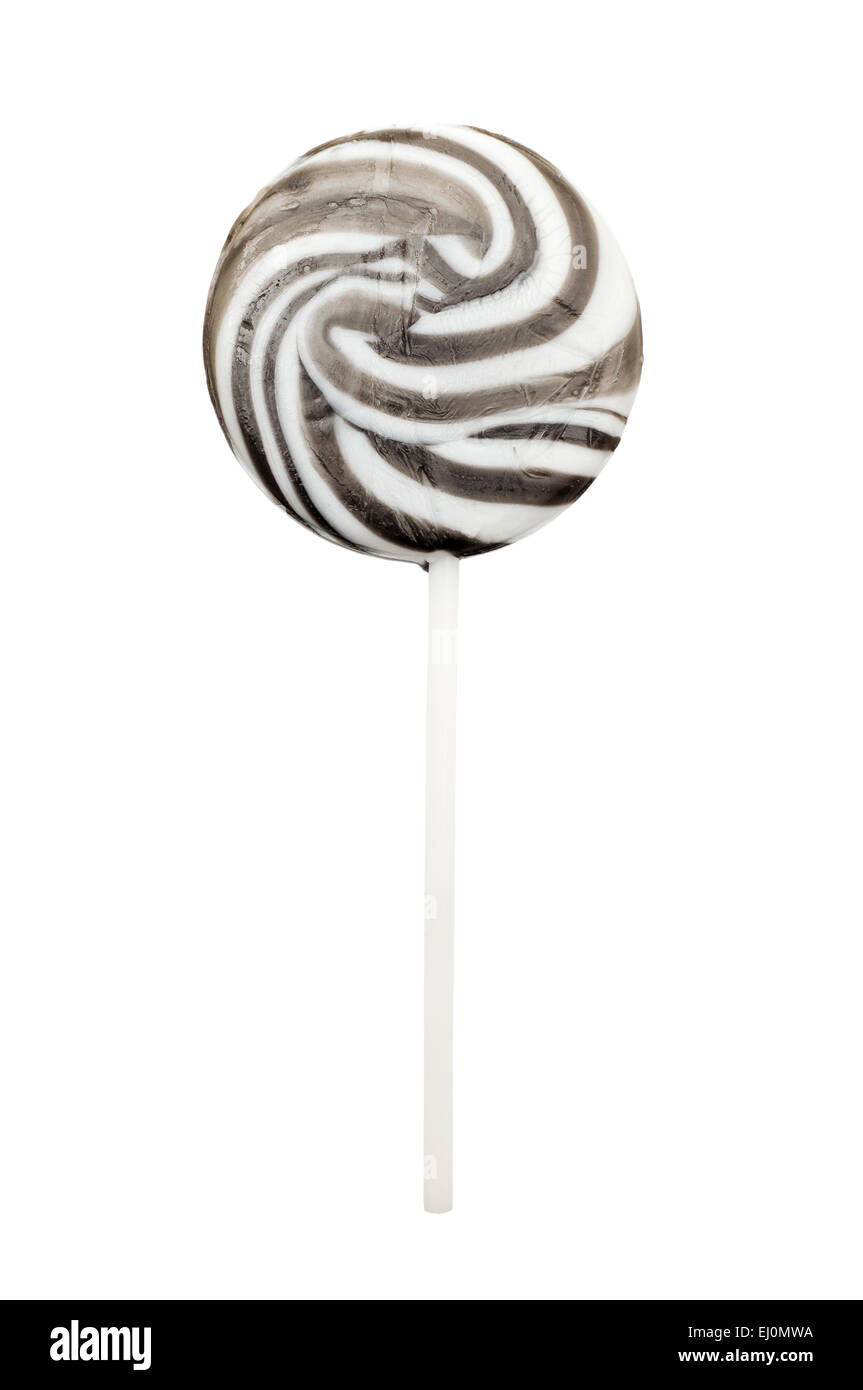 Black lollipop on a white background Stock Photo