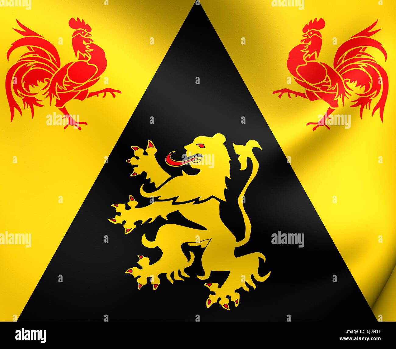 Flag of Walloon Brabant, Belgium. Close Up. Stock Photo