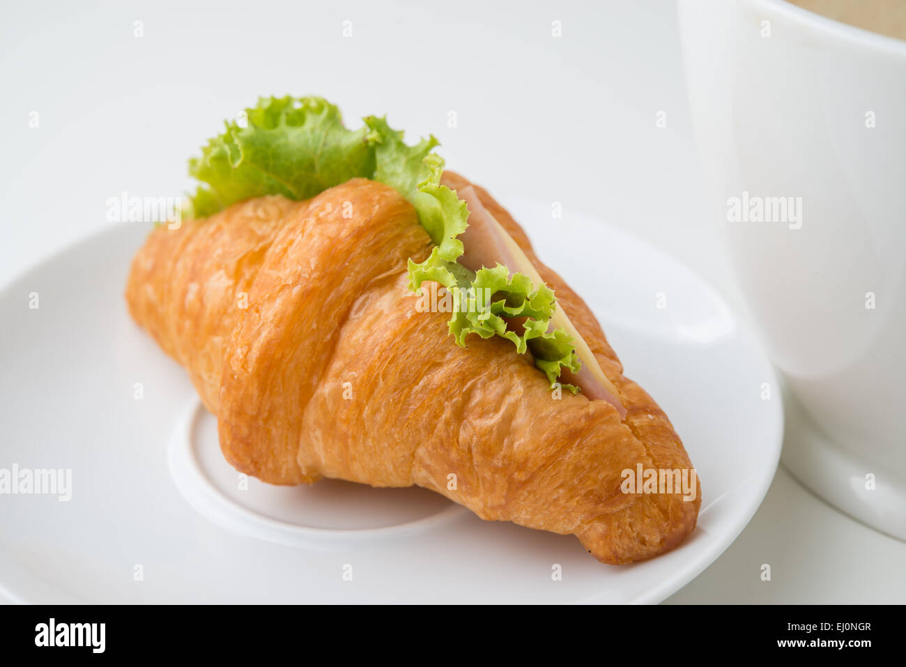 Ham and Cheese Croissant Sandwich. Stock Photo