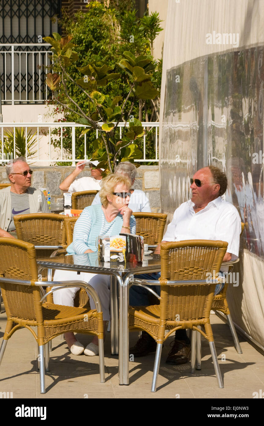 People Relaxing In A Pavement Cafe Torrevieja Spain Stock Photo