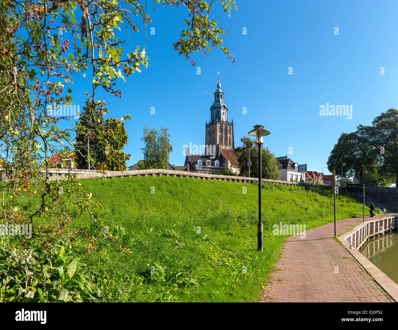 Netherlands, Holland, Europe, Zutphen, Gelderland, village, summer, Saint Walburgis, church Stock Photo