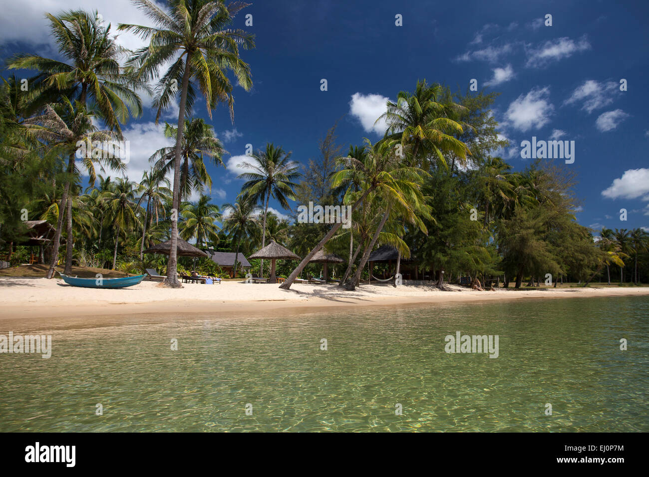 Coconut, palmtree, beach, seashore, sand beach, palms, palm beach, island, Asian, Asia, outside, island, Phu, Quoc, Resort, South Stock Photo