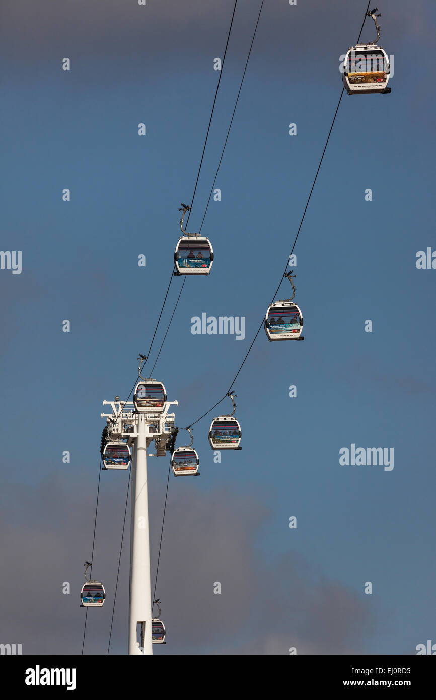 Emirates cable cars, London (UK Stock Photo Alamy