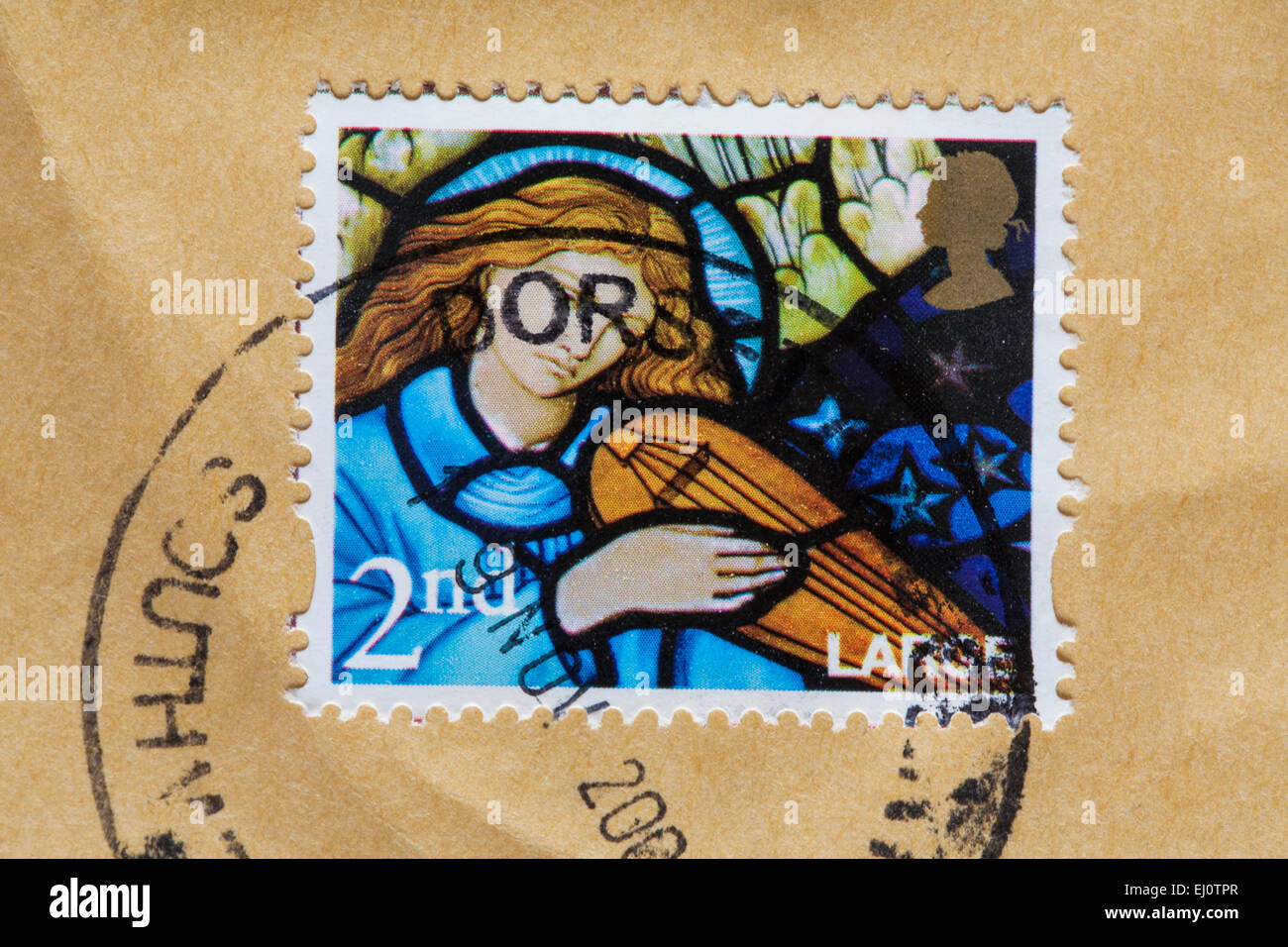 2nd class Christmas stamp on envelope Stock Photo Alamy