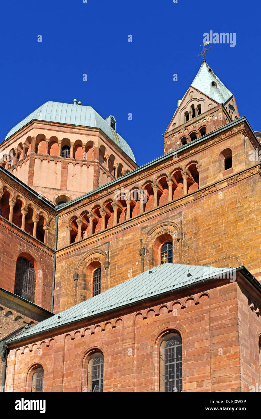 Europe, Germany, Europe, Rhineland-Palatinate, Speyer, cathedral place, Old Town, Kaiserdom, cathedral, church, Saint Maria and S Stock Photo