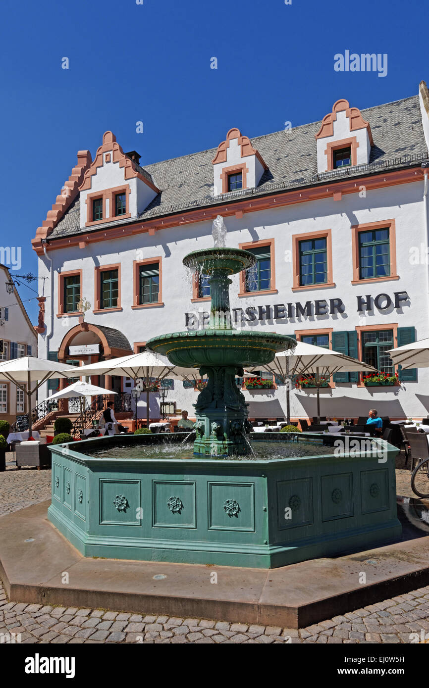 Europe, Germany, Europe, Rhineland-Palatinate, Deidesheim, marketplace, Andreas's well, Deidesheimer Hof, hotel, restaurant, arch Stock Photo