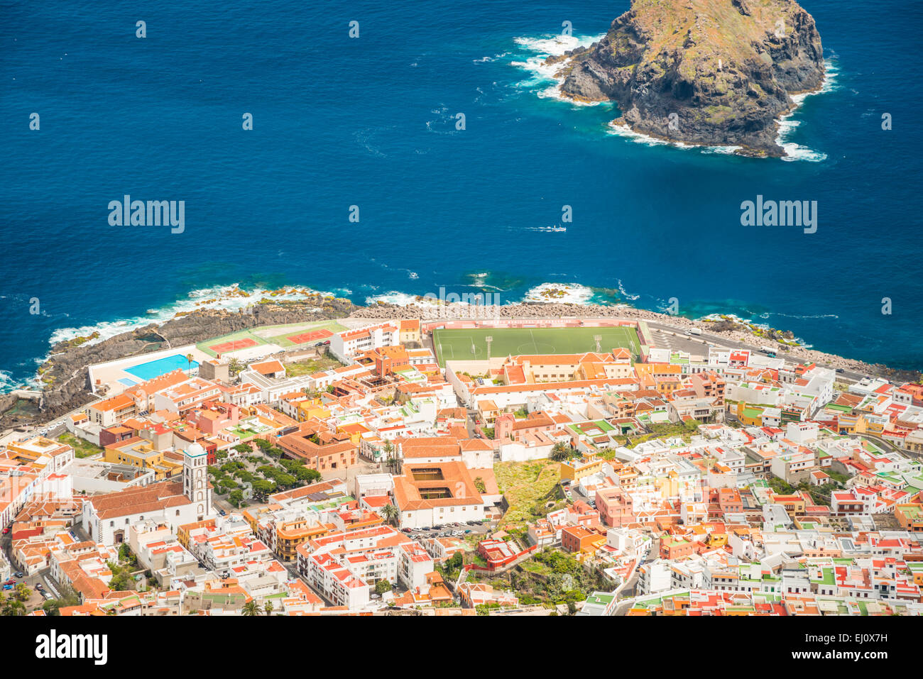 Panorama, Garachico, Tenerife, Canary islands, Spain, Europe, village, coast, Stock Photo