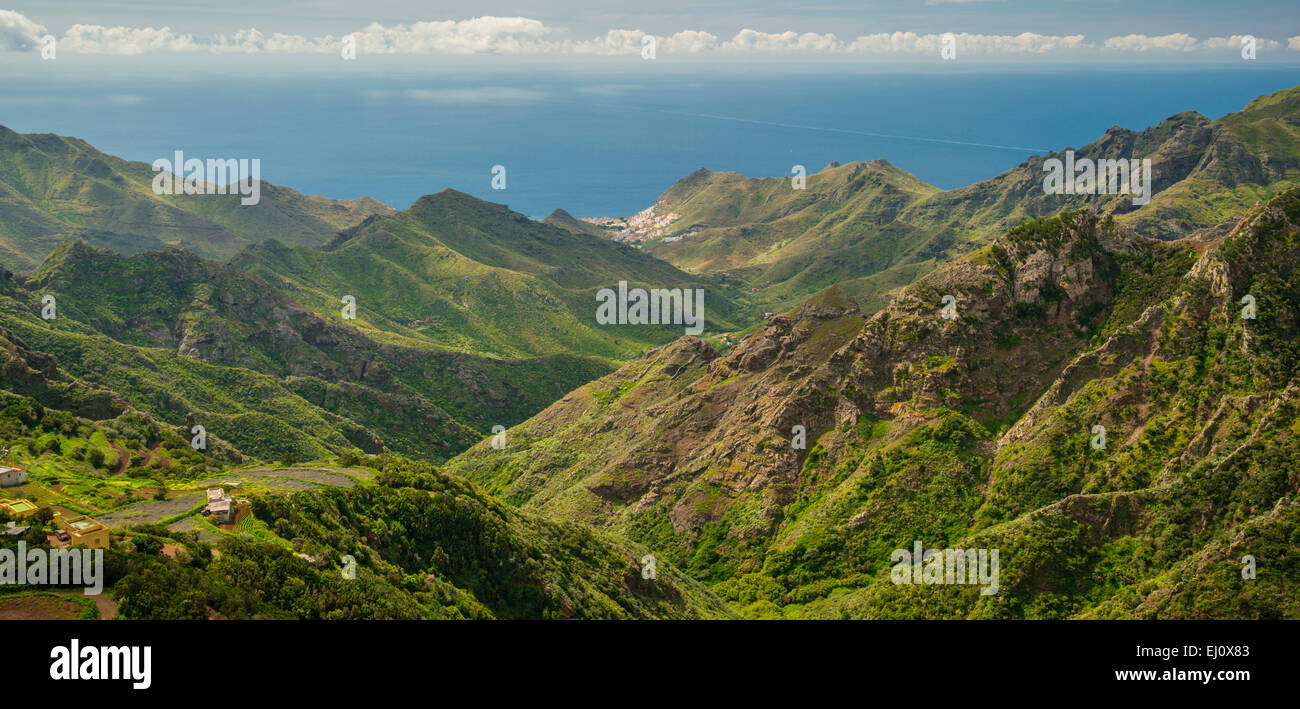 Anaga, view, outside, view, mountains, mountainous, mountain landscape, mountain wood, Europe, European, rocks, cliffs, mountains Stock Photo