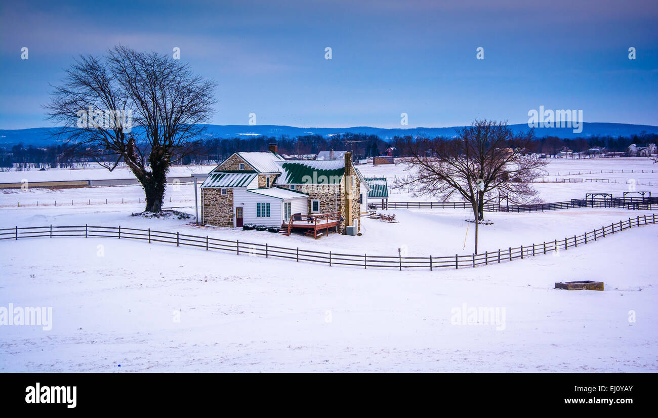 Winter view of a farm in rural Adams County, Pennsylvania Stock Photo ...