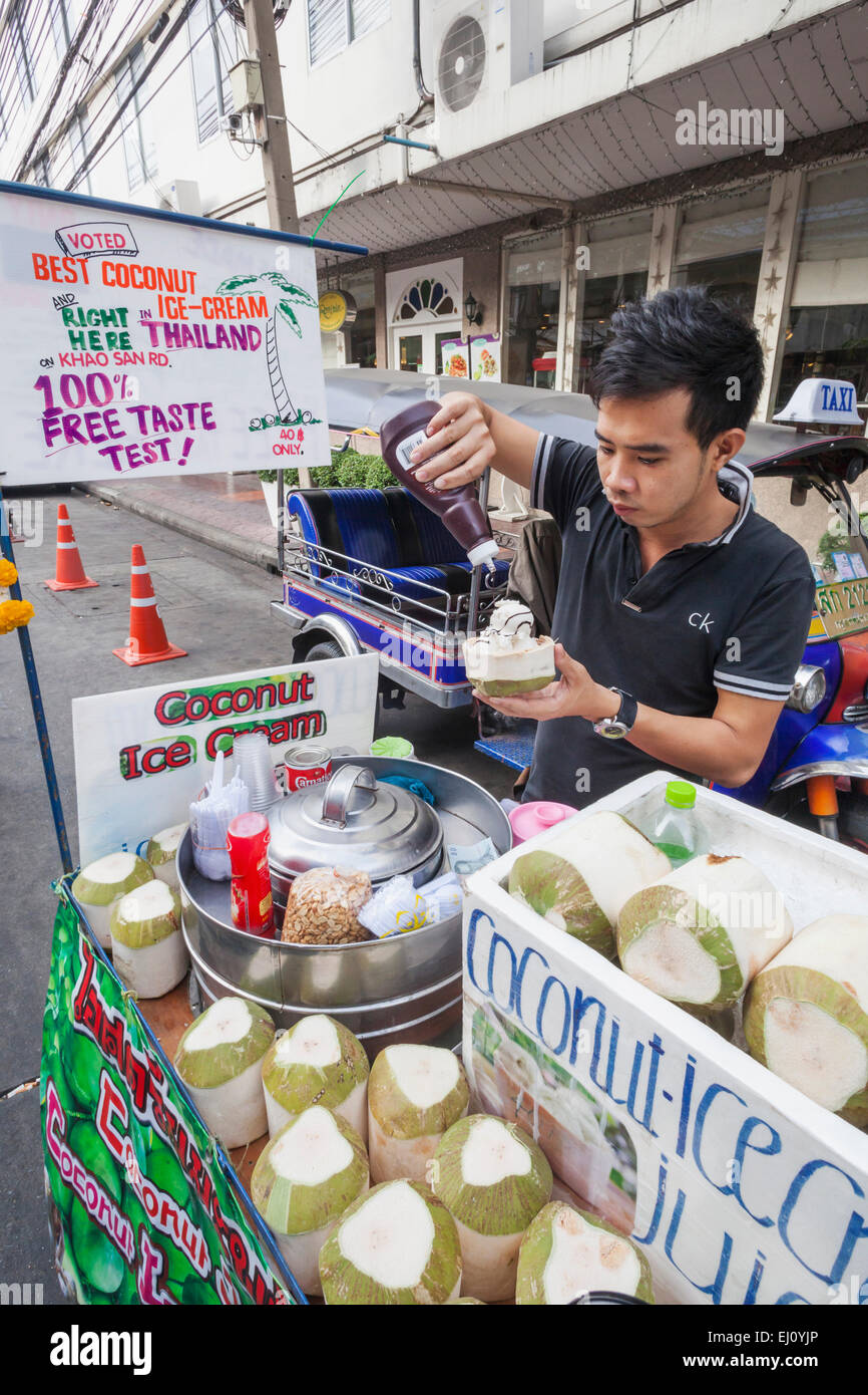 Thailand, Bangkok, Khaosan Road, traffic, Coconut Ice Cream Vendor