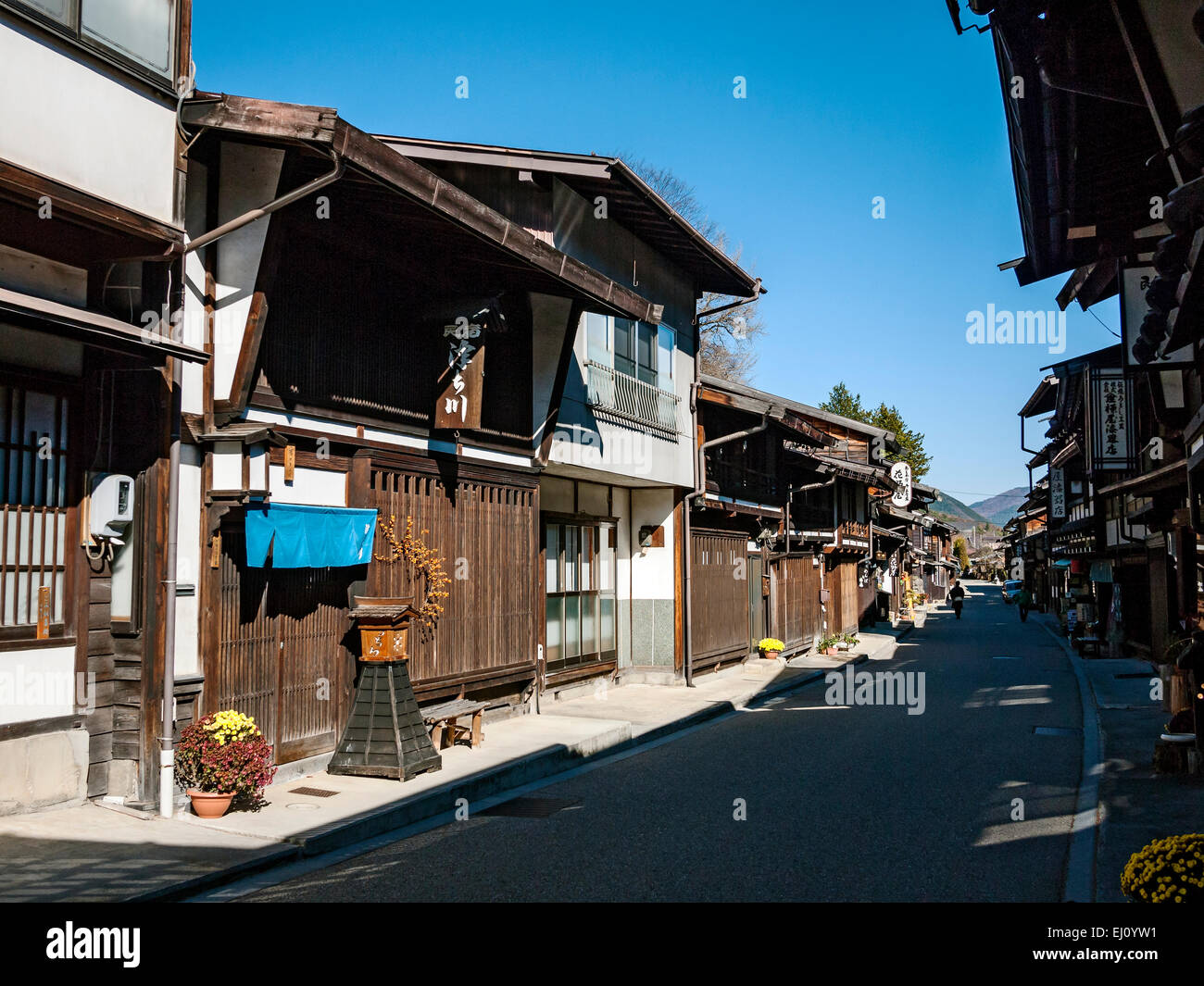 Narai juku, Kiso Valley, Nagano Prefecture, Japan. Cultural Property, former post town along Kisoji Trail and Nakasendo Trail. Stock Photo