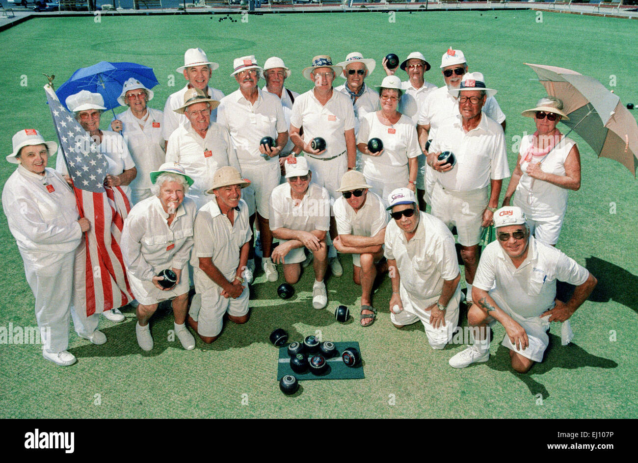 SUN CITY, AZ JULY 1 Residents of Sun City retirement community Stock