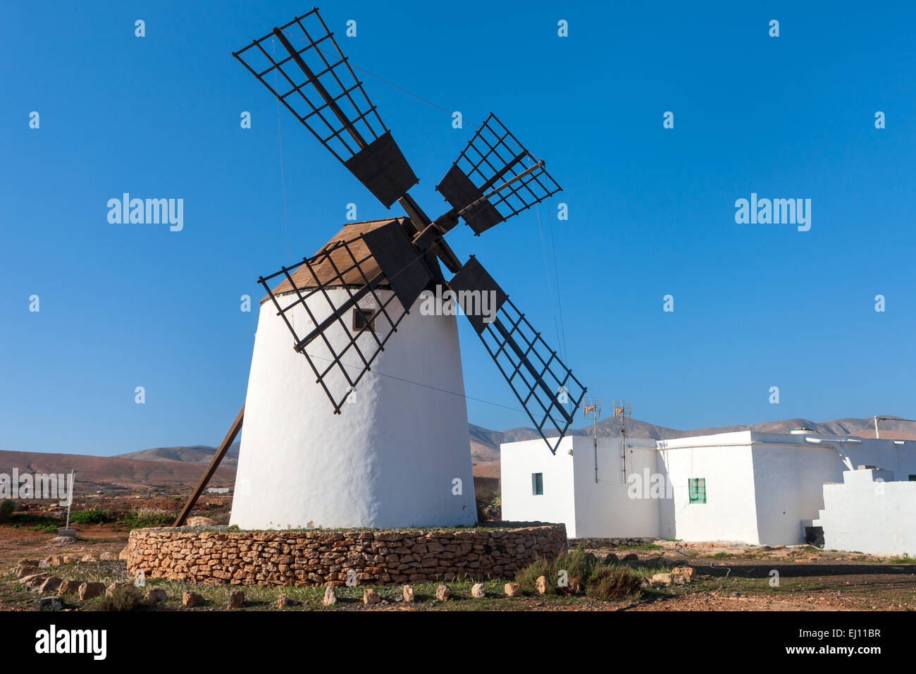Molino de Llanos de la Conception, Spain, Europe, Canary islands, Fuerteventura, windmill Stock Photo