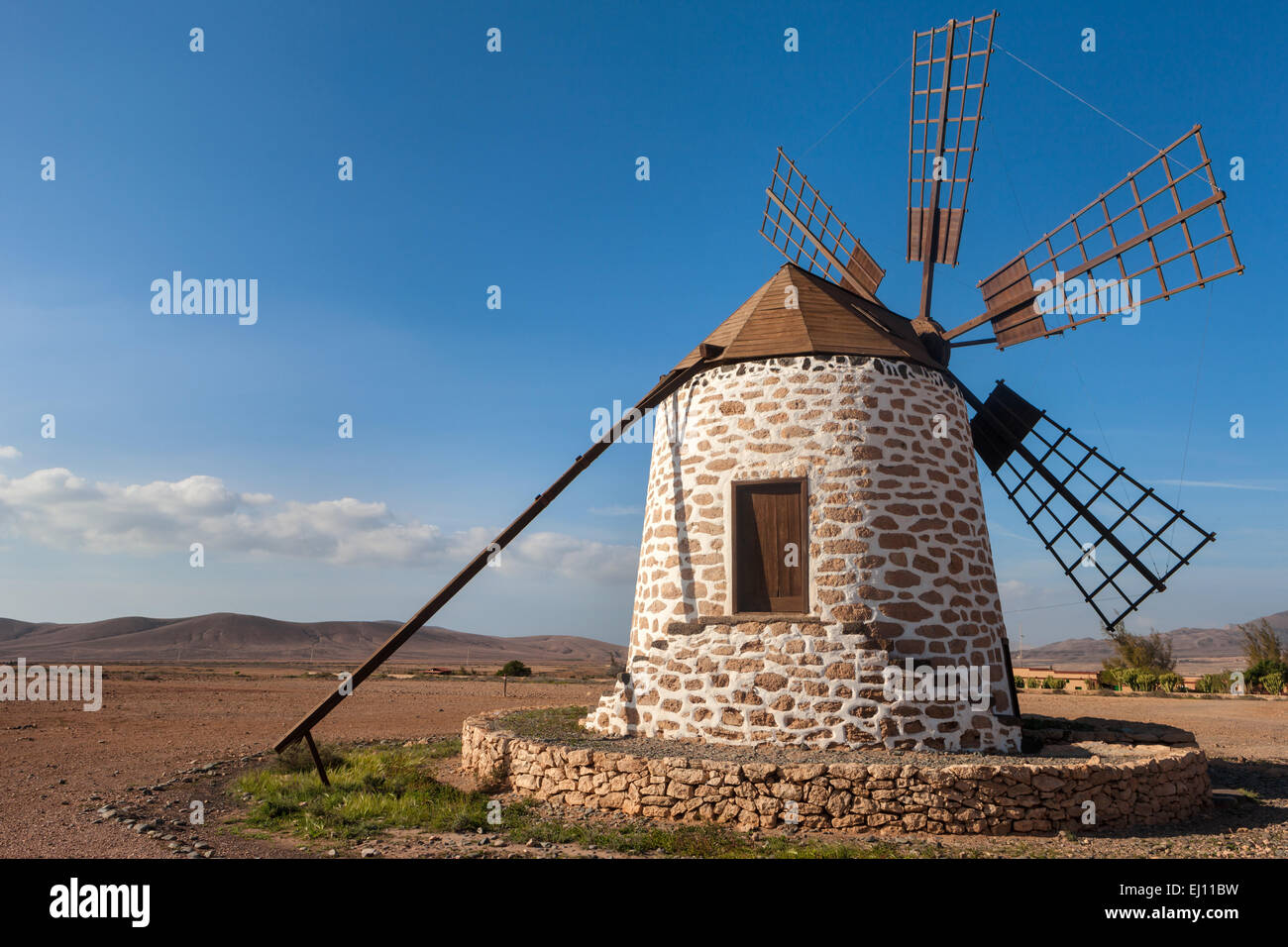 Molino de Tefia, Spain, Europe, Canary islands, Fuerteventura, windmill Stock Photo