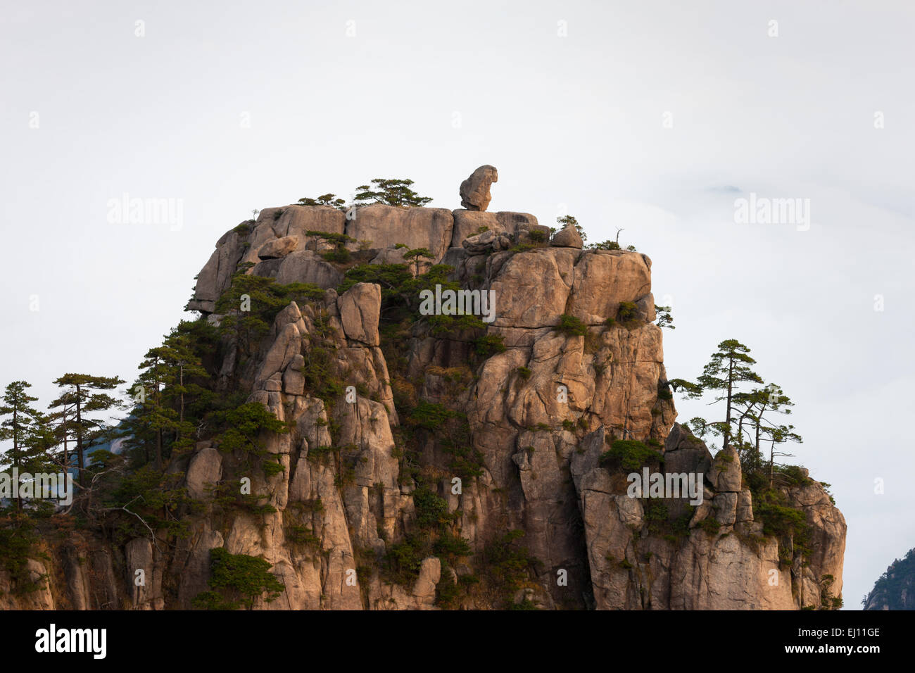 Huangshan, national park, China, Asia, province Anhui, UNESCO, world nature heritage, mountains, rocks, cliffs, fog, pines Stock Photo