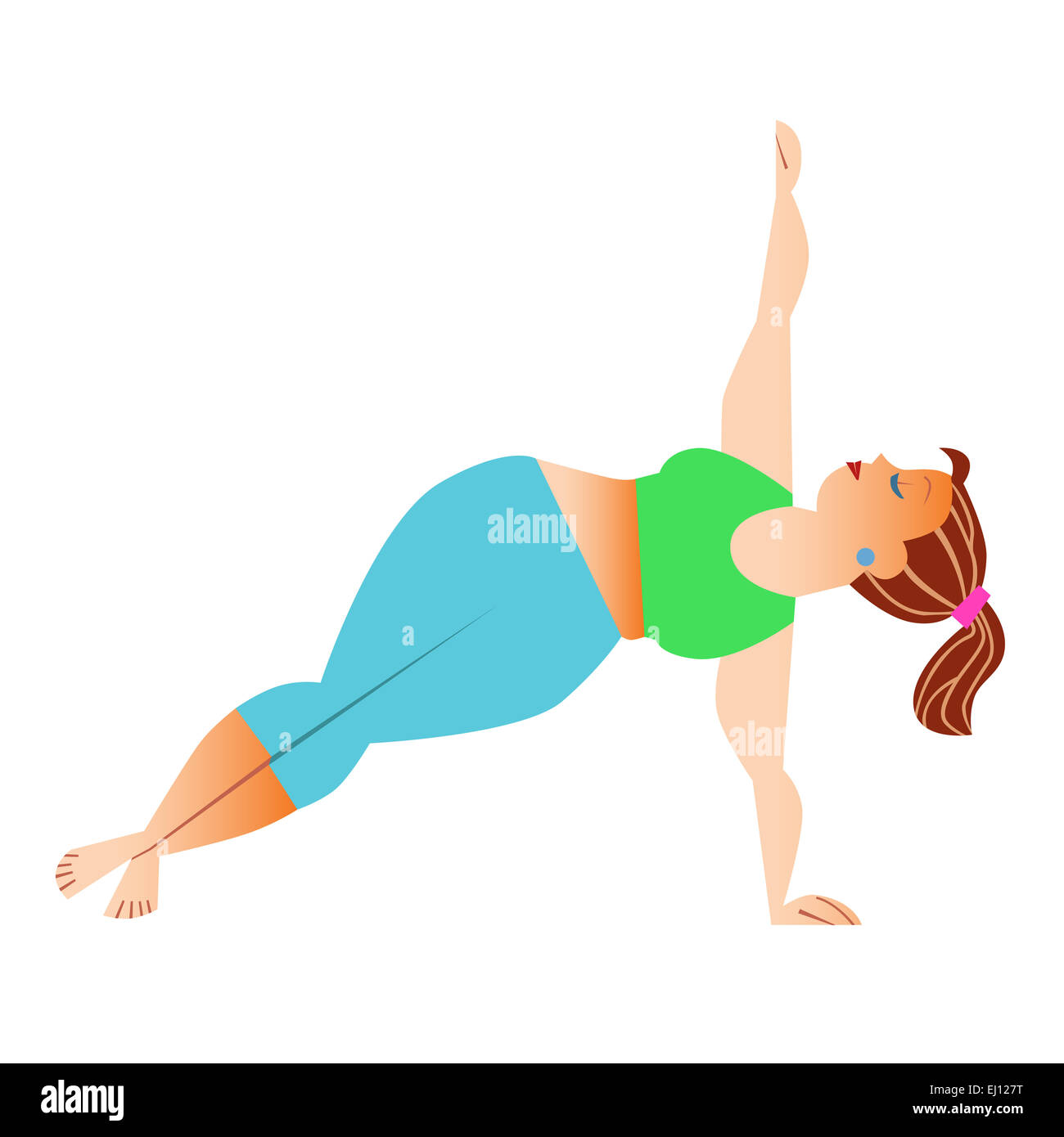 Conventional bit thick woman does yoga. Health care and spiritual Stock Photo