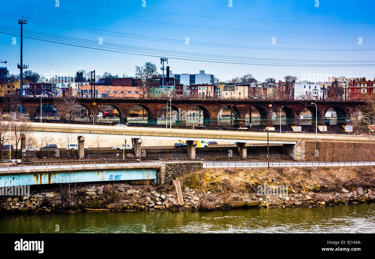 View of the Schuylkill River and West Philadelphia, Pennsylvania. Stock Photo