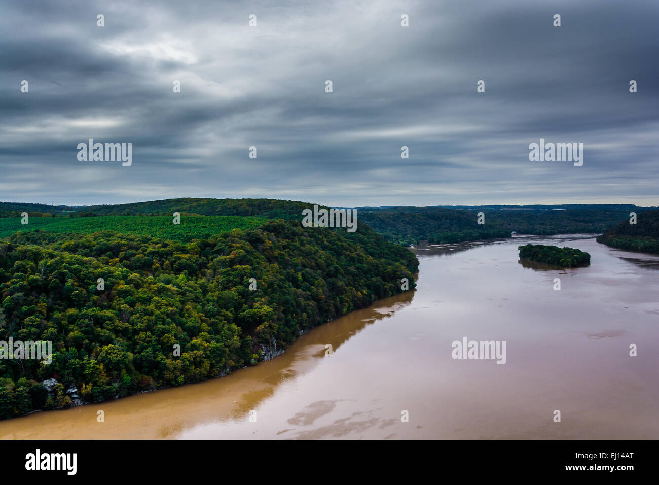 View of the Susquehanna River from the Pinnacle, in Lancaster County, Pennsylvania. Stock Photo