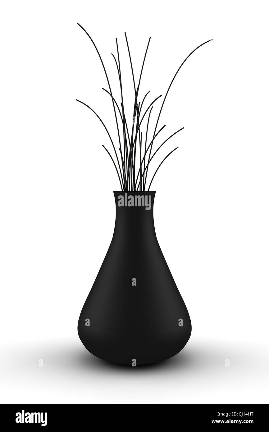 black vase with dry wood isolated on white Stock Photo - Alamy