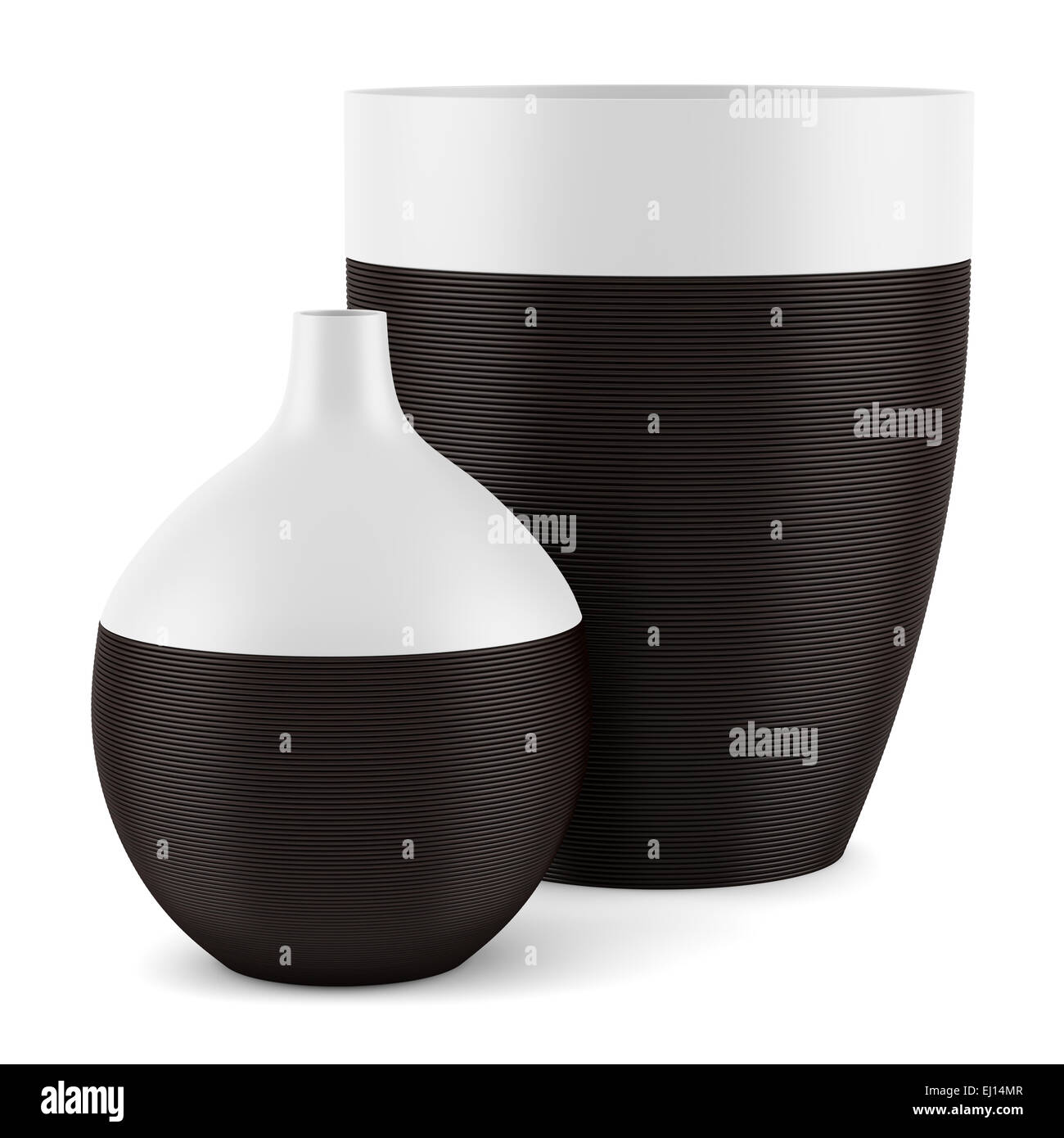 two ceramic vases isolated on white background Stock Photo - Alamy